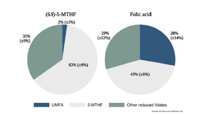 Pas på! En undersøgelse i Scientific Reports bekræfter, at når ammende kvinder supplerer med folinsyre, er 28 % af folatet i deres mælk ubrugelig umetaboliseret folinsyre (UMFA) - 14 gange højere end hos mødre, der tager den bioaktive form.
